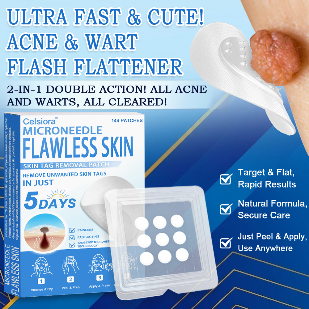 📌 Celsiora® 2-in-1 Microneedle & Hydrocolloid Patch | Raised Moles,Acne,  Flat Warts & Skin Tags Remover | Improves Wrinkles, Scars & Blemishes | Invisible Star Pimple Patches for Face & Body
