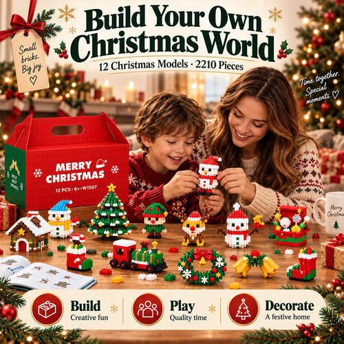 🌟 Last day to save 49% – 🎄 12-Day Mini Christmas DIY Building Set | 12 unique festive buildable designs with hanging loops—perfect for decorating Christmas trees, wreaths, and holiday displays 🧱