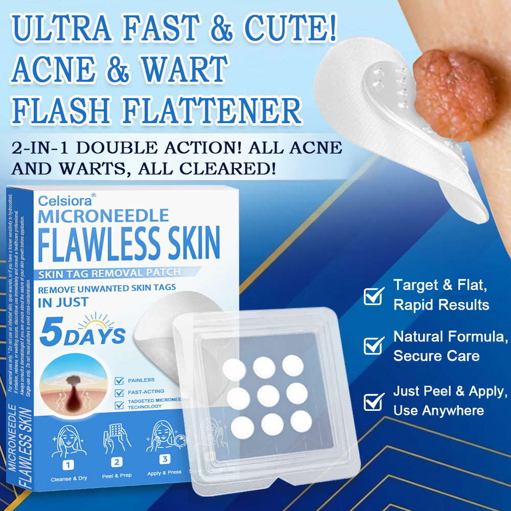 💚 Celsiora® 2-in-1 Microneedle & Hydrocolloid Patch | Raised Moles,Acne,  Flat Warts & Skin Tags Remover | Improves Wrinkles, Scars & Blemishes | Invisible Star Pimple Patches for Face & Body