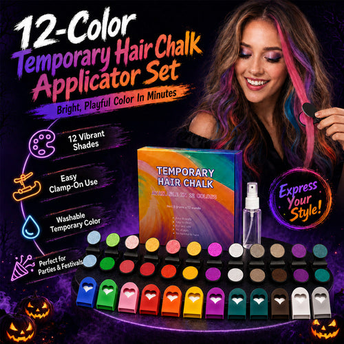 🔥 LIMITED-TIME OFFER –50% OFF! 🌈 12-Color Temporary Hair Chalk Set for Halloween, Parties & Festivals 🎃