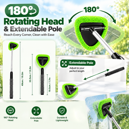 🚗 50% OFF🧼 9PCS Car Window Cleaner Kit✨ Extendable Handle & Windshield Cleaning Tool