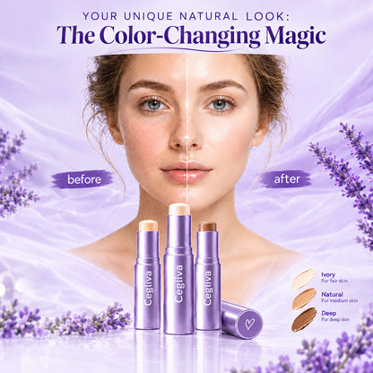 🔥 HOT SALE | ✨ 2-in-1 Color-Changing Foundation Stick 💜 Built-in Brush 💧 Hydrating Lightweight Coverage for All Skin Tones