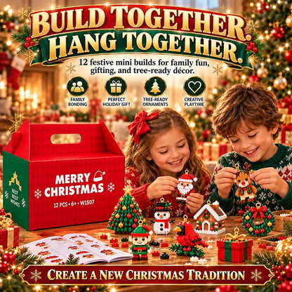 ⏳ Last day to save 49% – 🎄12-Day Mini Christmas Ornament Advent Calendar | 12 unique festive buildable designs with hanging loops—perfect for decorating Christmas trees, wreaths, and holiday displays 🧱