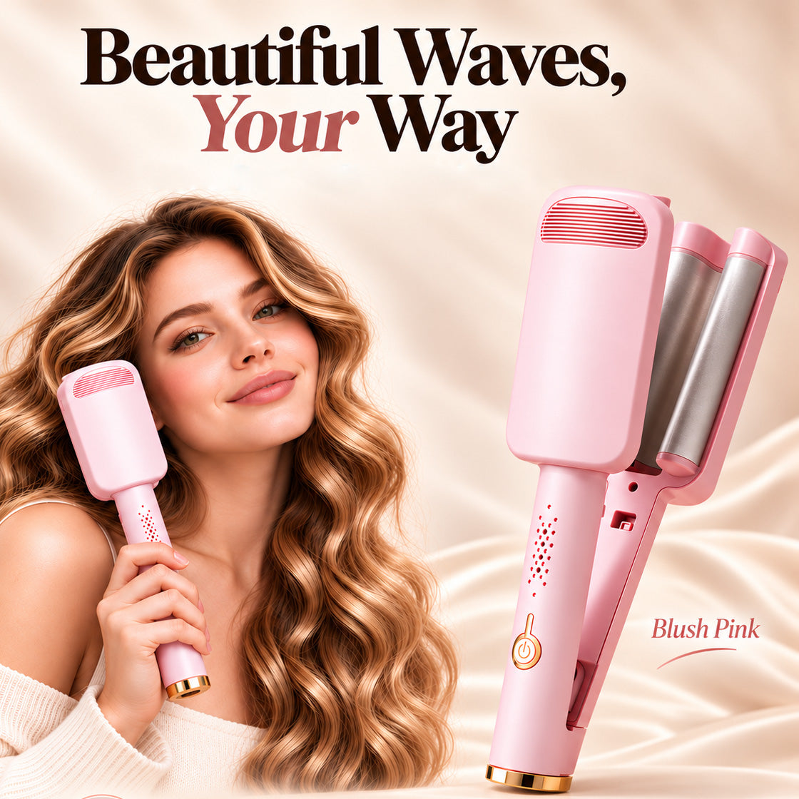 ✨ 💈 LIMITED-TIME 50% OFF! 💐 Wavy Curling Iron – Effortless Clamp-and-Hold Styling, Save Time on Your Everyday Look
