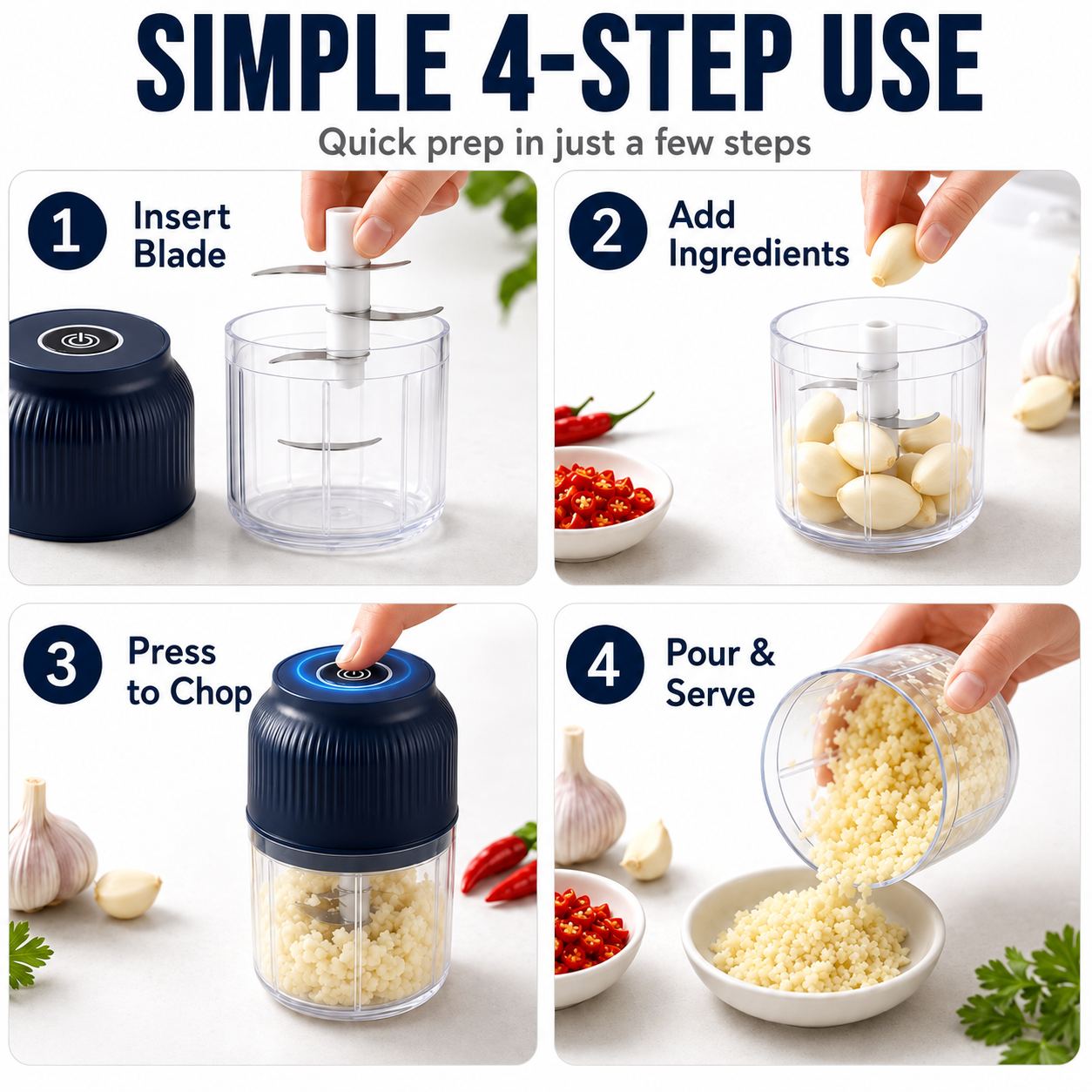 🥕 50% OFF NOW! 6-Blade Electric Food Chopper｜Chops Vegetables, Onions, Herbs, Nuts & Meat｜Cordless, One-Touch & Easy to Clean