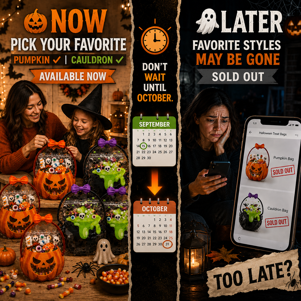 🎃 2026 Halloween Early Deal! 👻 40% OFF🎉Halloween Goodie Bags 🧡 Pumpkin & Cauldron Treat Bags for Trick-or-Treating, Parties & Spooky Fun 🍬 — Devareon®