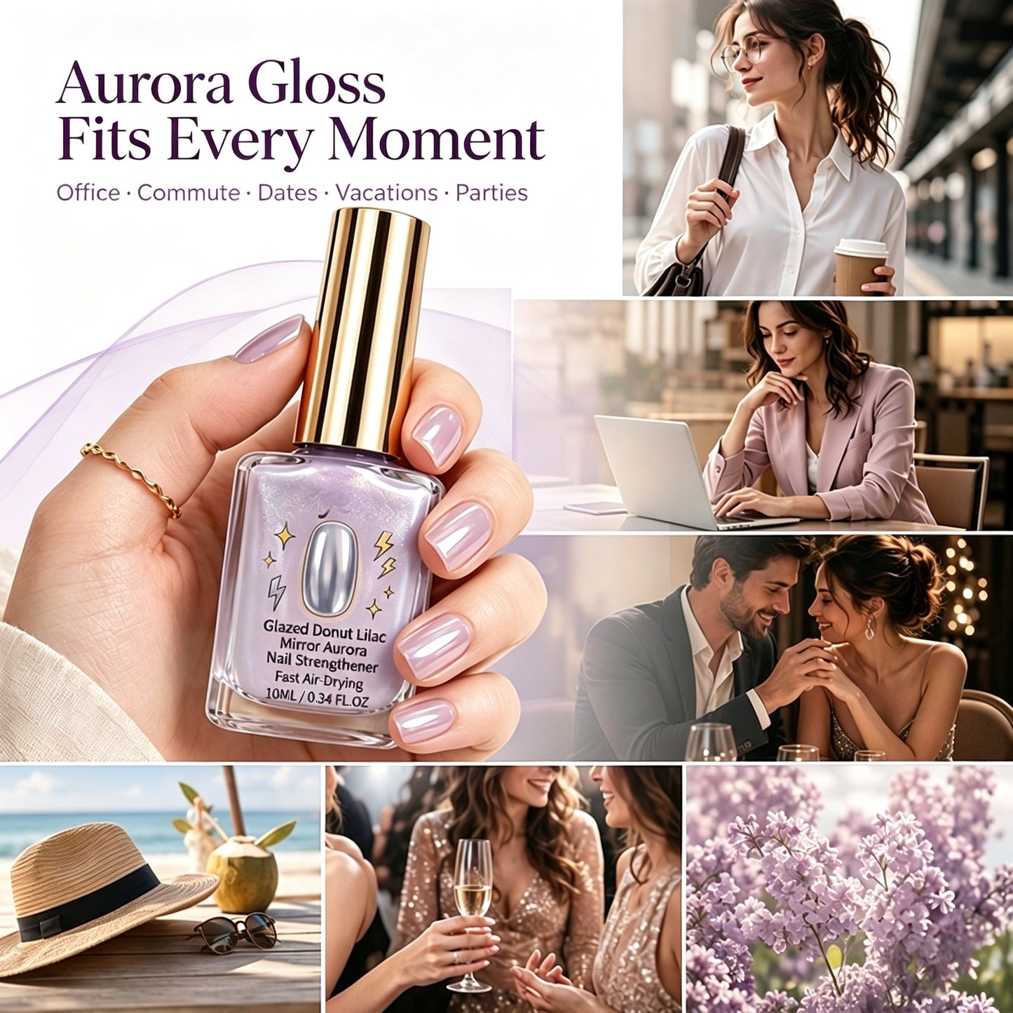 💅 40% OFF !! ⏰ Lilac Glossy Nail Strengthener – Strengthen Weak Nails & Restore Natural Shine
