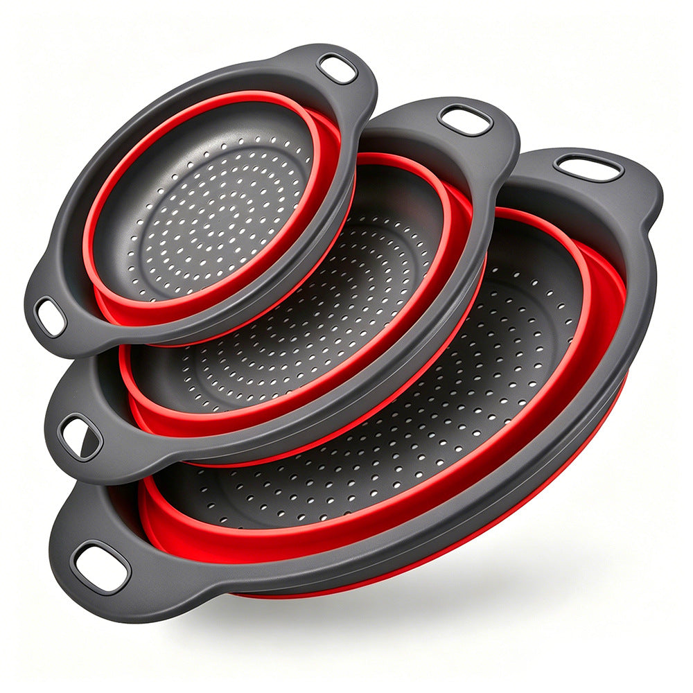 🥗 3-Piece Collapsible Colander Set – Fold Flat, Save Space & Easily Drain Pasta, Fruits & Veggies