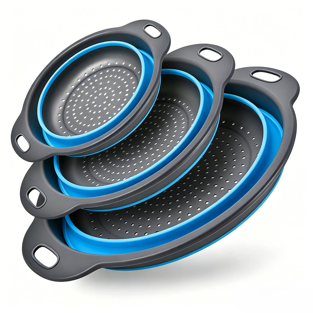 🥗 3-Piece Collapsible Colander Set – Fold Flat, Save Space & Easily Drain Pasta, Fruits & Veggies