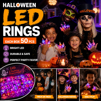 👻 Light Up Halloween Night! 🎃 40% OFF LED Halloween Glowing Rings ✨ 50 PCS Spooky Light-Up Rings for Trick-or-Treat, Parties & Goodie Bags — Devareon®
