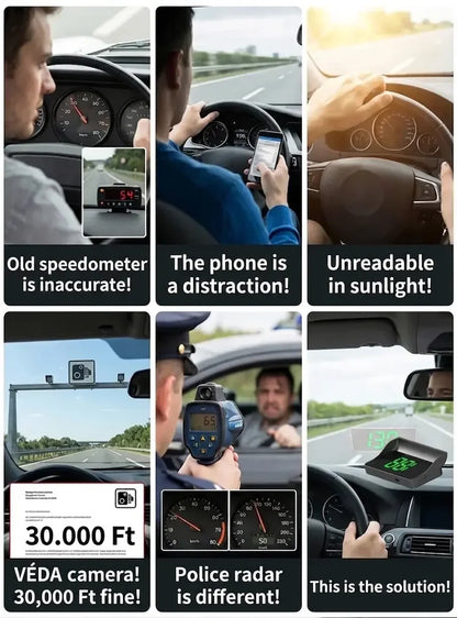 🚗50% OFF | Car GPS HUD Head-Up Display, Digital MPH Speedometer, Red Light Camera Alert & Traffic Light Countdown, Driver Safety Device to Avoid Driving Fines