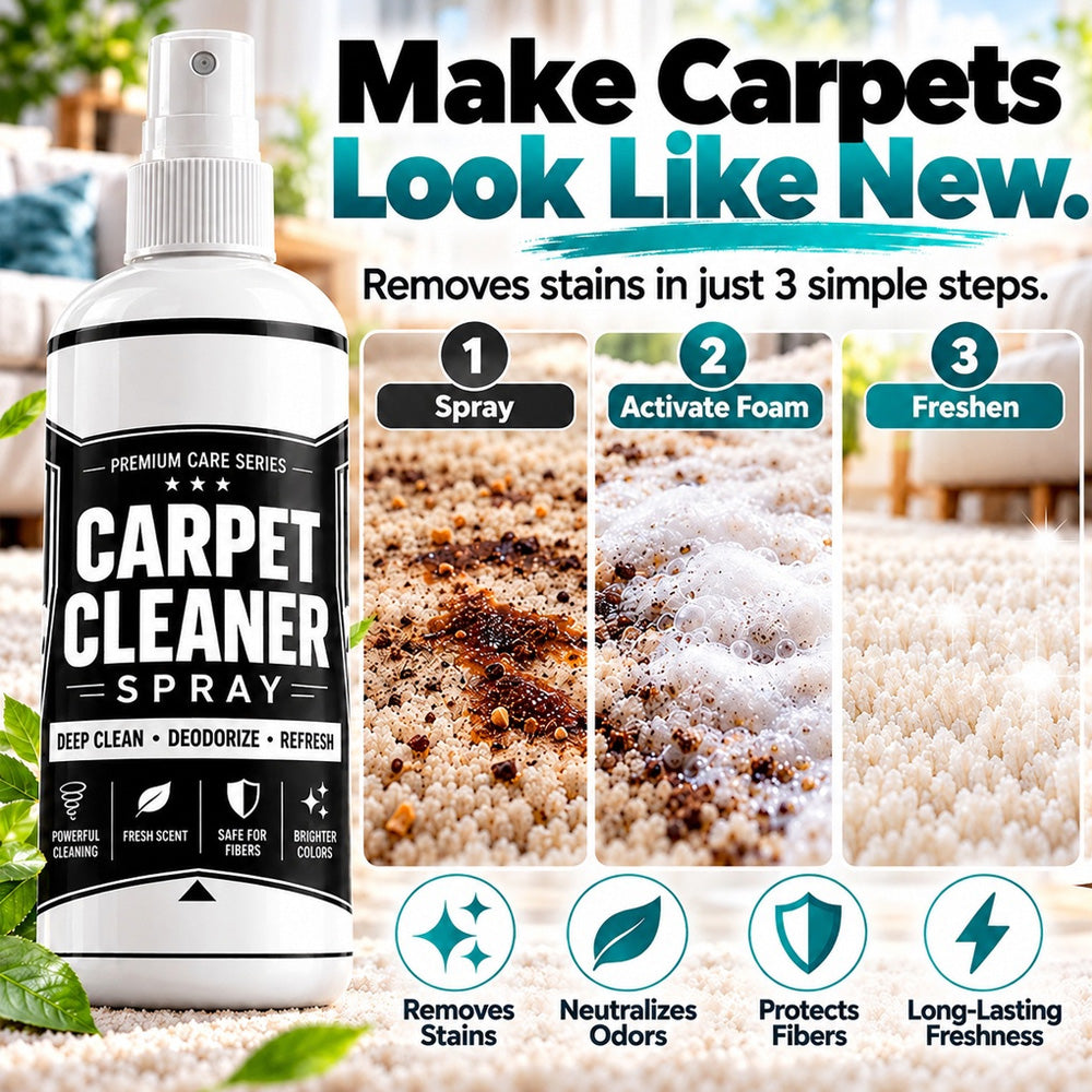 💥👀Shockingly low price!⏰🧼No-Scrub Deep Clean Carpet Spray | No Rinse Spot Stain Remover For Pet Paws 🐾, Coffee Spills ☕, Sofa & Car Upholstery 🚗