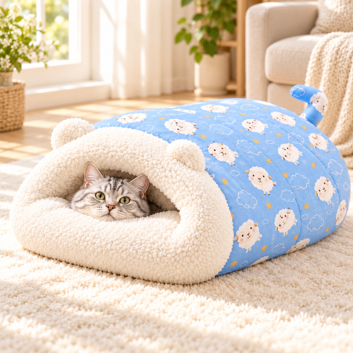 🐾🔥 Best Seller! Semi-Enclosed Warm Pet Sleeping Bag Bed – Windproof Plush Cozy Nest for Cats & Small Dogs, Perfect for Winter Naps ❄️