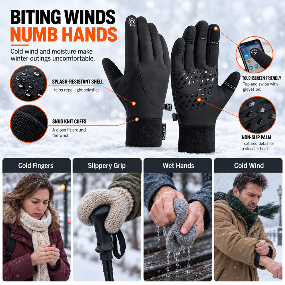 Winter Thermal Gloves for Men and Women Windproof Cold Resistant Touchscreen Non Slip Gloves for Cycling