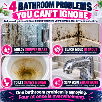 🧼Mould Remover Spray – Mould-Free Bathroom in 15 Minutes, Chlorine Free Black Mould Remover for Silicone Sealant, Grout, Tiles & Shower | Active Oxygen Formula, No Scrubbing, Odour Neutral, Safe for Kids & Pets