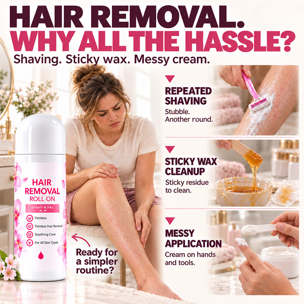 👑 LIMITED-TIME 50% OFF! | Gentle Smooth Roll-On Body Hair Removal—Smooth Legs, Bikini Line & Underarms in Minutes, No Razor Burn, No Wax, No Mess