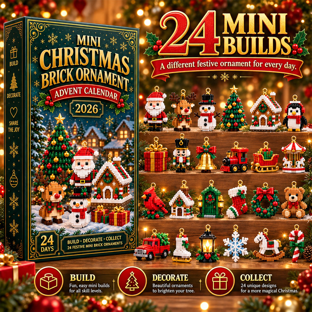 ⏳ Last day to save 49% – 🎄 24-Day Mini Christmas Ornament Advent Calendar | 24 unique festive buildable designs with hanging loops—perfect for decorating Christmas trees, wreaths, and holiday displays 🧱🎅