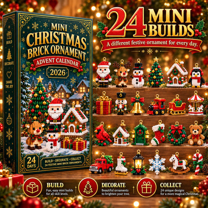 ⏳ Last day to save 49% – 🎄 24-Day Mini Christmas Ornament Advent Calendar | 24 unique festive buildable designs with hanging loops—perfect for decorating Christmas trees, wreaths, and holiday displays 🧱🎅