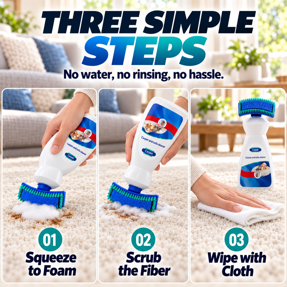 ✨  BUY 2 GET 1 FREE 🏆 Waterless Carpet & Upholstery Foam Cleaner – Fast Stain Removal for Rugs, Sofas, Car Seats & Everyday Spills
