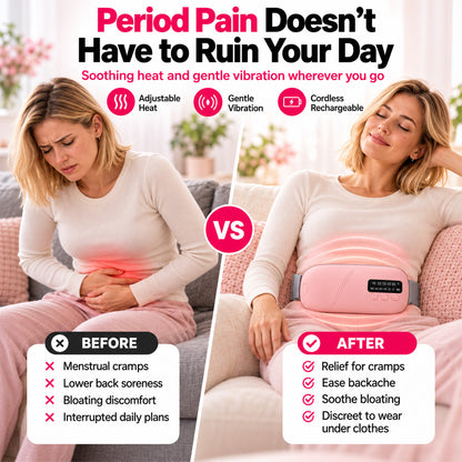 🔥 LIMITED-TIME 40% OFF | Heating Belt for Cramps & Back Relief – 5 Heat Levels, 4 Vibration Modes & Cordless