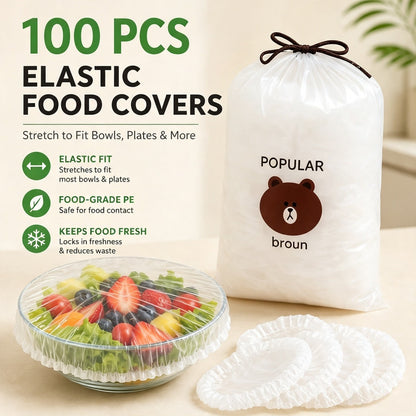 🍽️✨ 100PCS Stretch Bowl Covers – Elastic Bowl & Plate Covers for Easy Food Storage 🥗