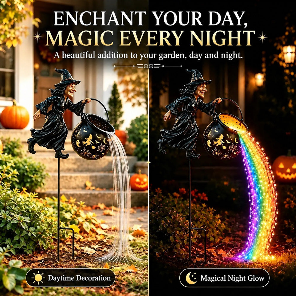 🔥50%OFF Today Only!🧙‍♀️🎃 A witch’s cauldron-shaped garden lamp with LED lighting – a striking outdoor decoration 🔮✨
