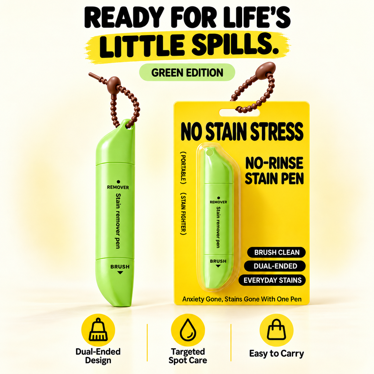 Portable Dual-Head Stain Remover Pen✨ Instant No-Rinse Emergency Spot Cleaner for Clothes, Oil & Coffee Stains