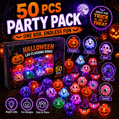 🔥🎃Spooky Season Hot Sale 50% OFF‼️✨LED Light Halloween Glowing Ring | Flashing Light‑Up Party Favor for Halloween Night👻
