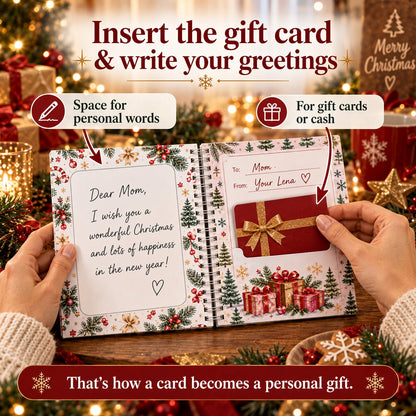 🔥Shockingly low price🎁Ready for Christmas!🎅Christmas Gift Card Booklet -👍DIY Spiral-Bound Christmas Gift Card Holder Book