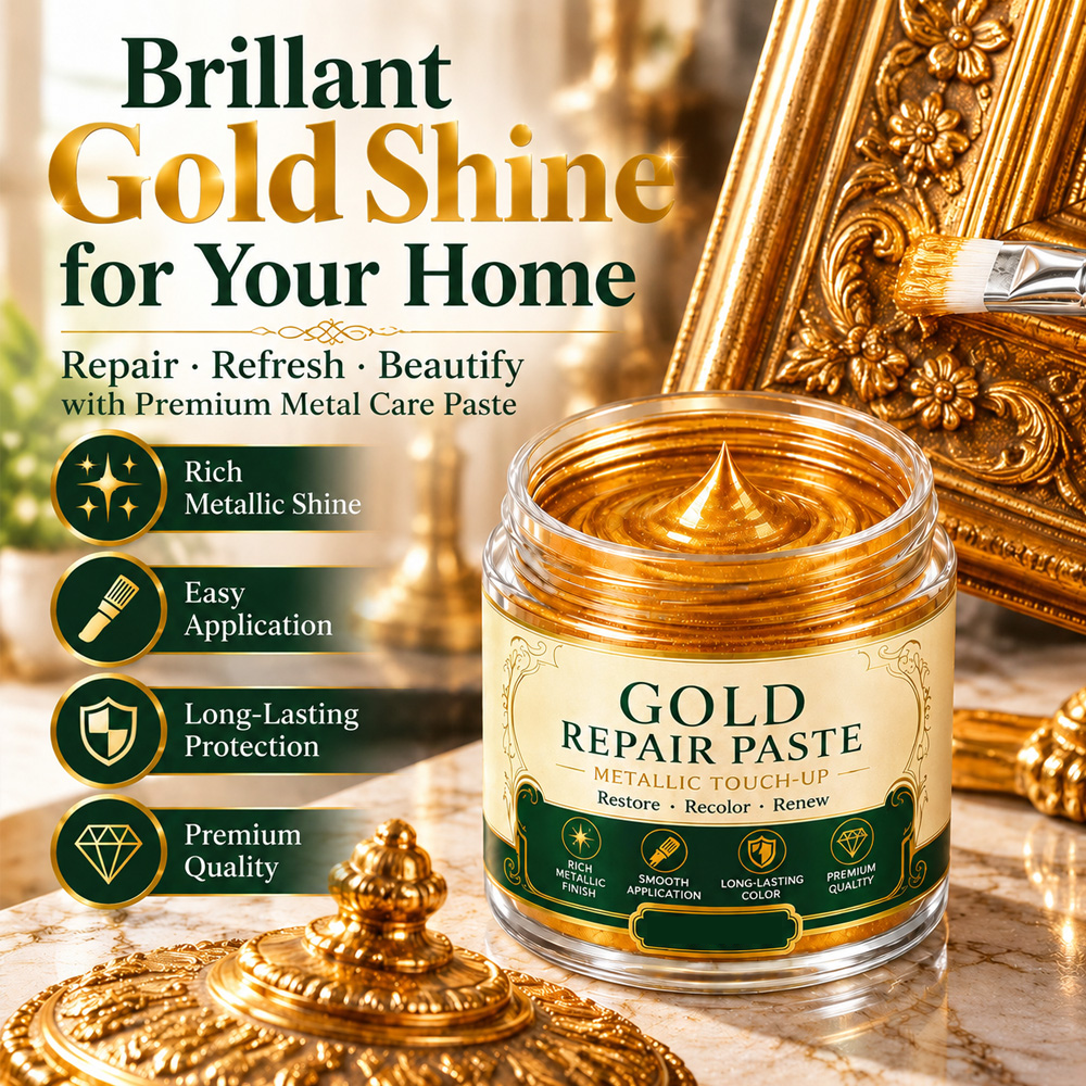 🎁 BUY 2 GET 1 FREE+50% OFF!! Gold Metallic Repair Paste with Brush – Revive Worn Frames & Furniture and Refresh Your Décor Without Buying New