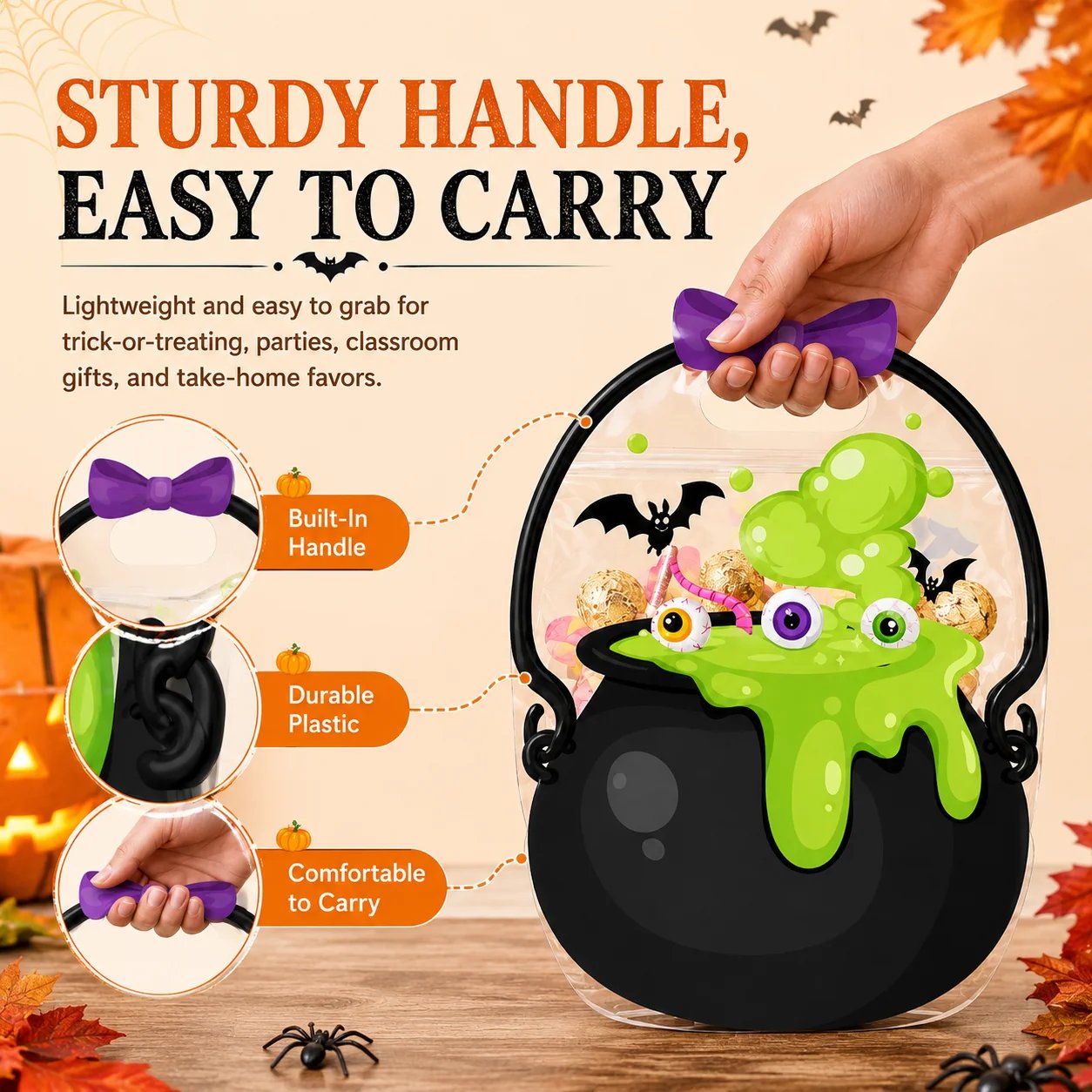 🎃 2026 Halloween Early Deal! 👻 40% OFF🎉Halloween Goodie Bags 🧡 Pumpkin & Cauldron Treat Bags for Trick-or-Treating, Parties & Spooky Fun 🍬 — Devareon®