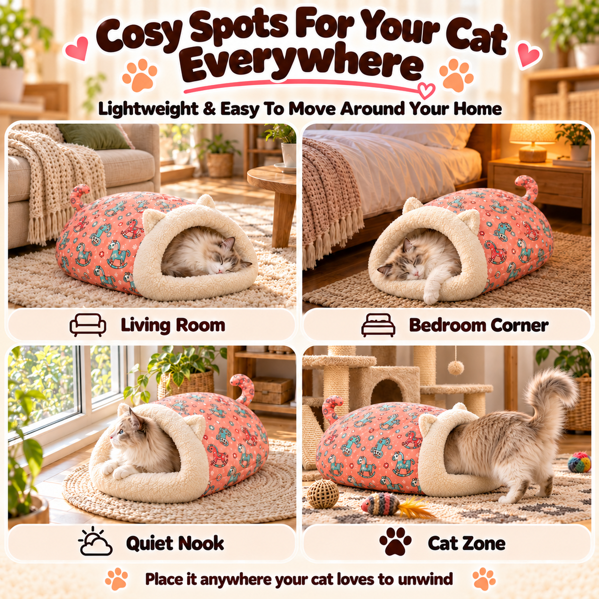 🐾🔥 Best Seller! Semi-Enclosed Warm Pet Sleeping Bag Bed – Windproof Plush Cozy Nest for Cats & Small Dogs, Perfect for Winter Naps ❄️