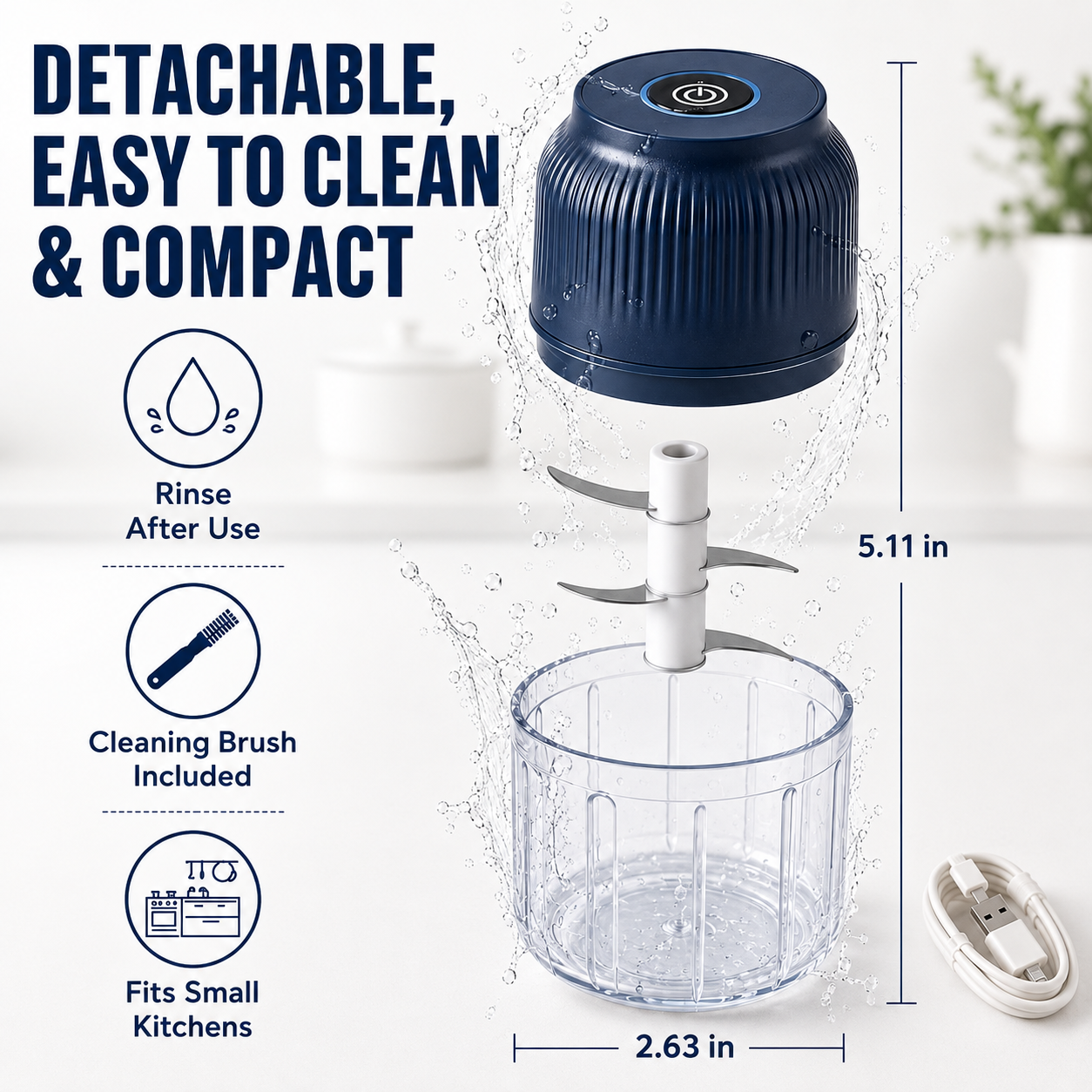 🥕 50% OFF NOW! 6-Blade Electric Food Chopper｜Chops Vegetables, Onions, Herbs, Nuts & Meat｜Cordless, One-Touch & Easy to Clean
