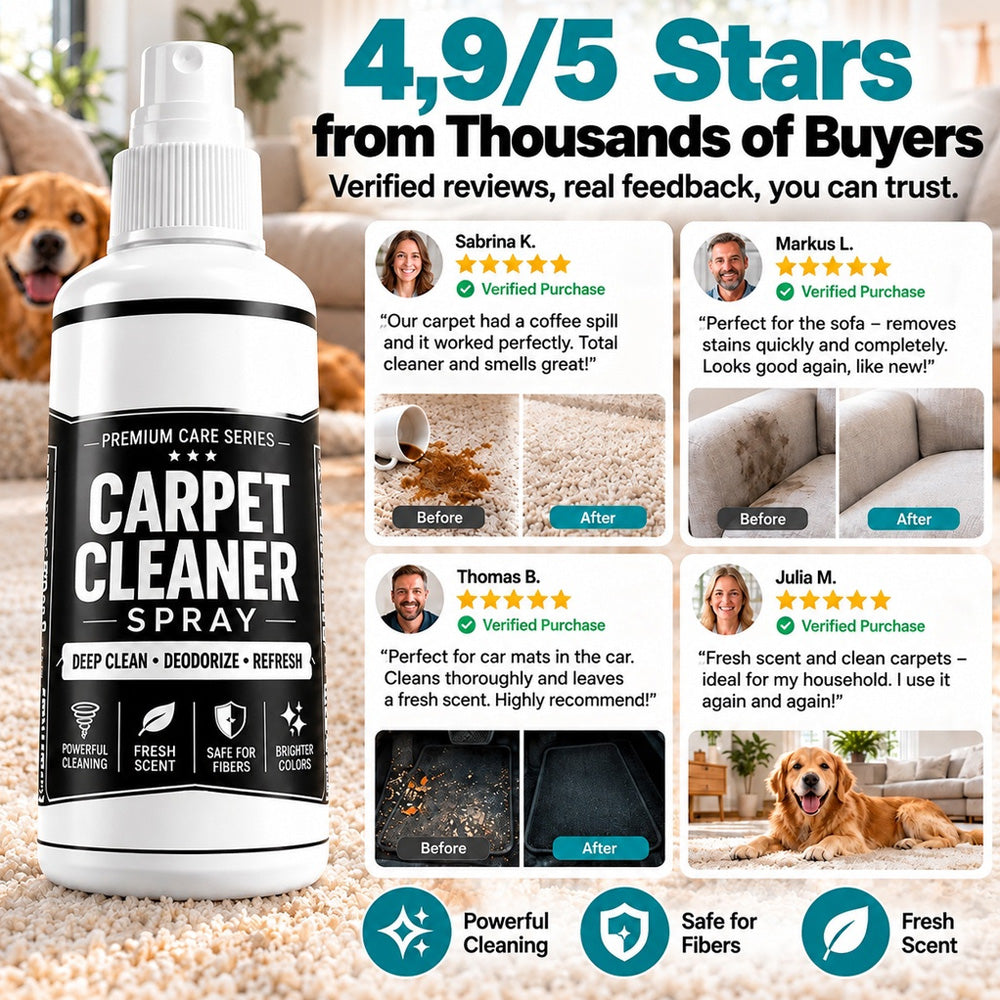 💥👀Shockingly low price!⏰🧼No-Scrub Deep Clean Carpet Spray | No Rinse Spot Stain Remover For Pet Paws 🐾, Coffee Spills ☕, Sofa & Car Upholstery 🚗