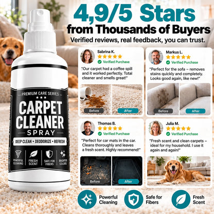 💥👀Shockingly low price!⏰🧼No-Scrub Deep Clean Carpet Spray | No Rinse Spot Stain Remover For Pet Paws 🐾, Coffee Spills ☕, Sofa & Car Upholstery 🚗