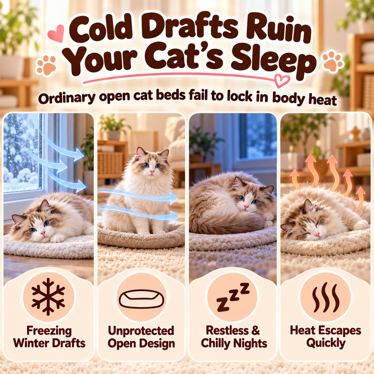 🐾🔥 Best Seller! Semi-Enclosed Warm Pet Sleeping Bag Bed – Windproof Plush Cozy Nest for Cats & Small Dogs, Perfect for Winter Naps ❄️