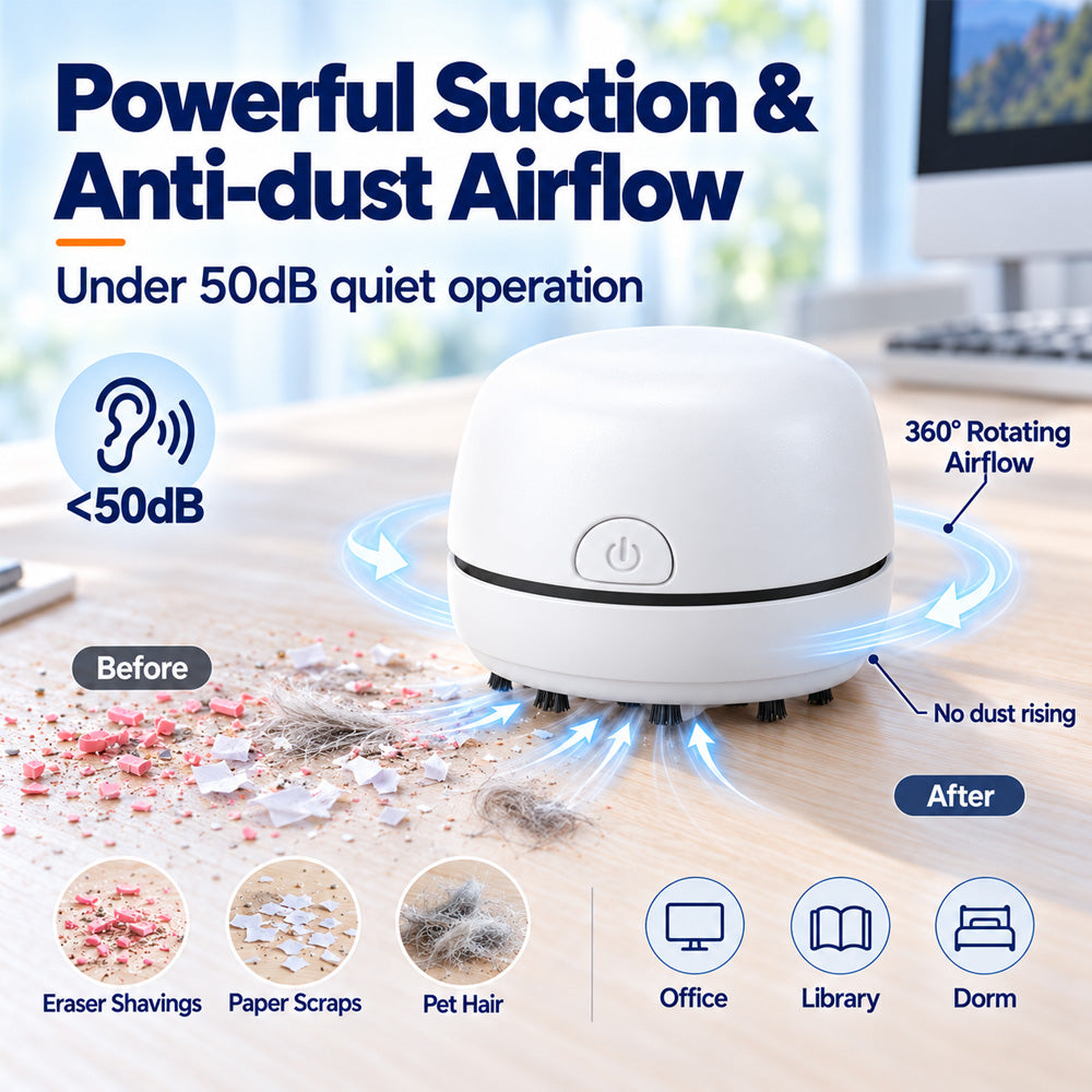 🎉50% OFF🎉✨ Portable Mini Desk Vacuum Cleaner | USB Rechargeable Compact Desktop Vacuum for Keyboard, Dust, Crumbs & Car Cleaning