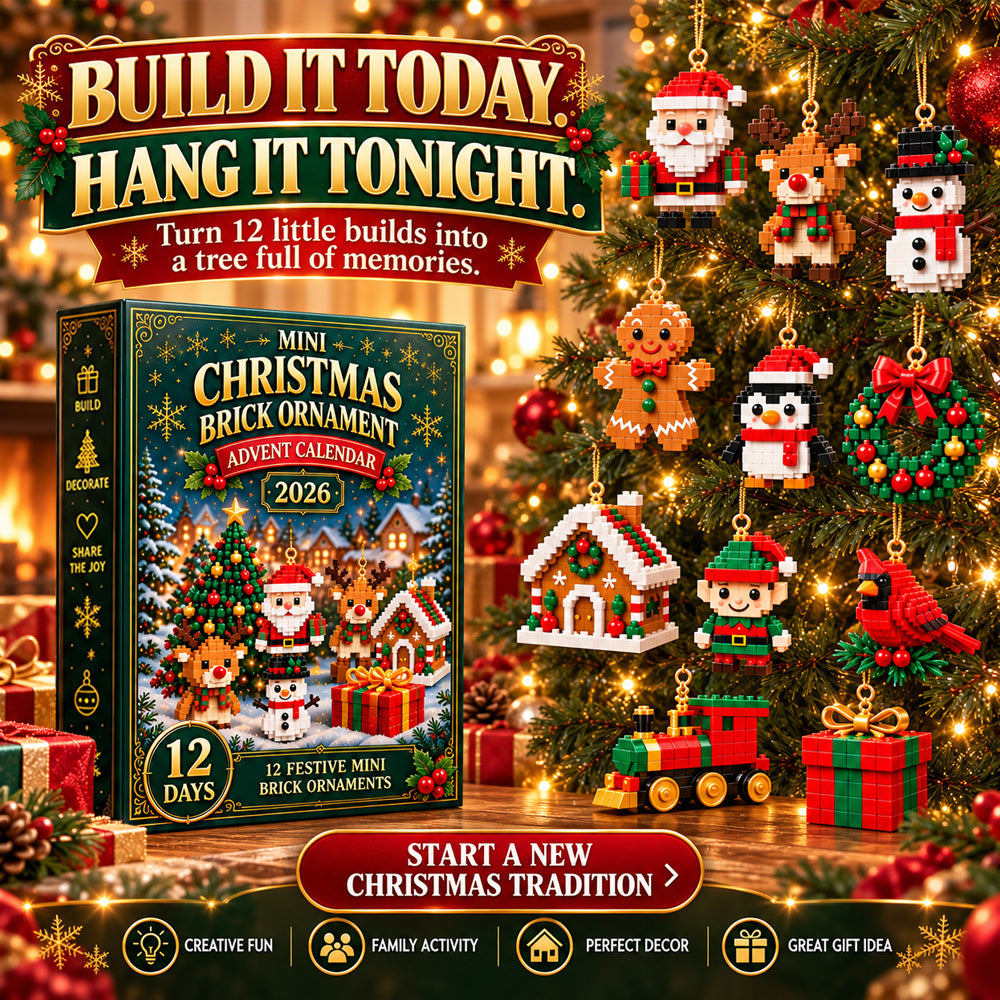 upsell⏳ Last day to save 49% – 🎄12-Day Mini Christmas Ornament Advent Calendar | 12 unique festive buildable designs with hanging loops—perfect for decorating Christmas trees, wreaths, and holiday displays 🧱