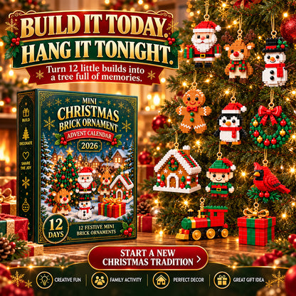 upsell⏳ Last day to save 49% – 🎄12-Day Mini Christmas Ornament Advent Calendar | 12 unique festive buildable designs with hanging loops—perfect for decorating Christmas trees, wreaths, and holiday displays 🧱