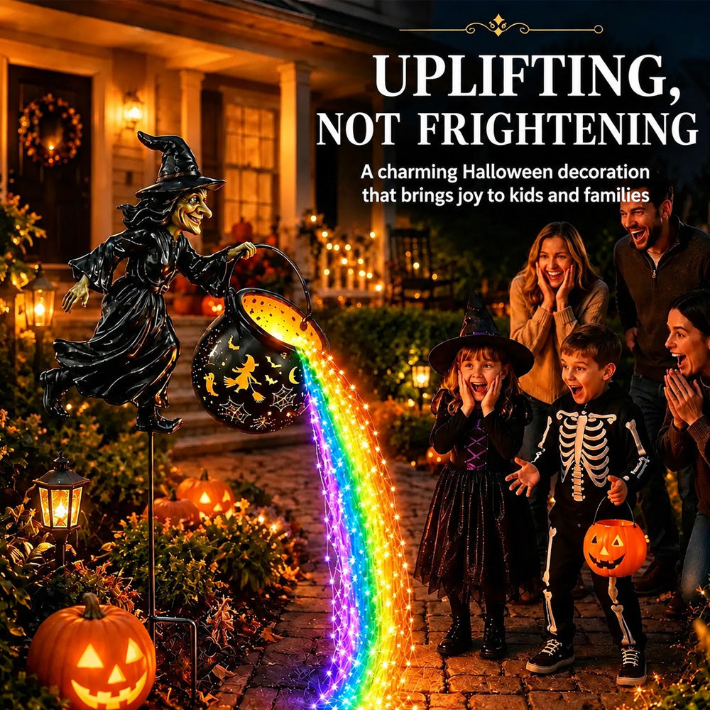 🔥50%OFF Today Only!🧙‍♀️🎃 A witch’s cauldron-shaped garden lamp with LED lighting – a striking outdoor decoration 🔮✨
