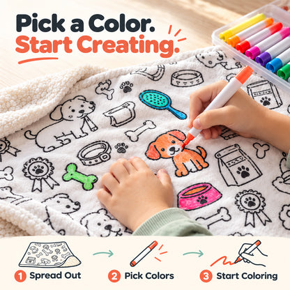 🔥LAST DAY SALE 50% OFF!!🎨✨ | Creative Coloring Blanket  + FREE 15-Color Fabric Marker Set, Perfect for Kids, Family Fun & Creative Gifting!