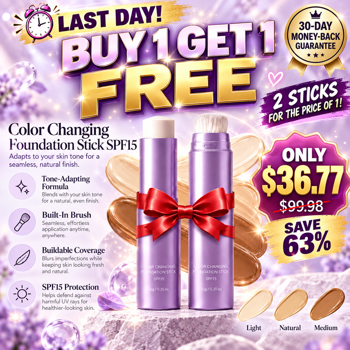 🥳💞50K+ SOLD!⏳ Last day to save 63%🔥🔥🔥Color Changing Foundation Stick✨✨✨