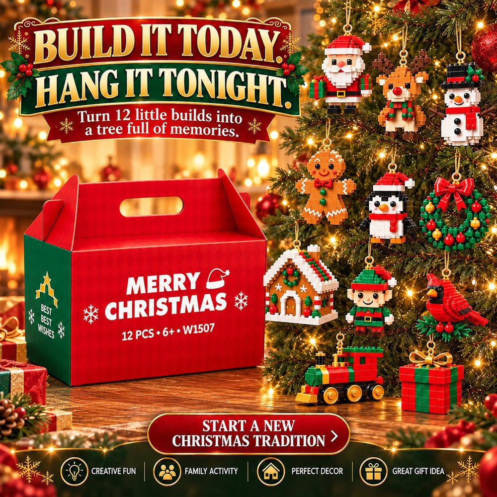 ⏳ Last day to save 49% – 🎄12-Day Mini Christmas Ornament Advent Calendar | 12 unique festive buildable designs with hanging loops—perfect for decorating Christmas trees, wreaths, and holiday displays 🧱