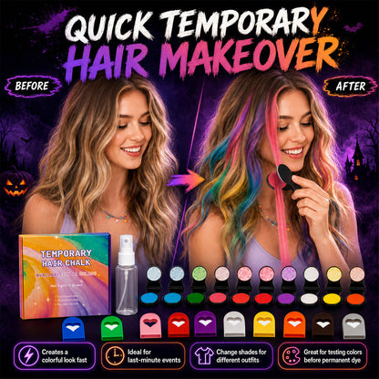 🔥 LIMITED-TIME OFFER –50% OFF! 🌈 12-Color Temporary Hair Chalk Set for Halloween, Parties & Festivals 🎃