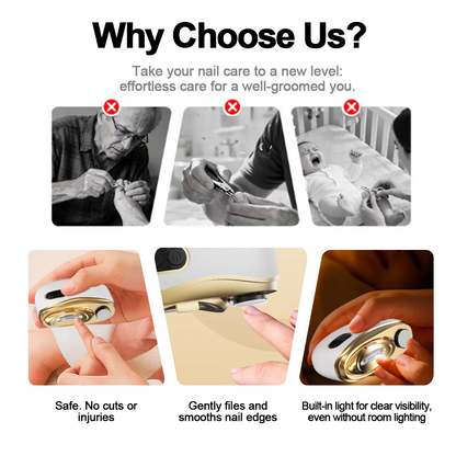 💥LAST DAY SALE 50% OFF💥 2-in-1 Electric Nail Clipper & Polisher 🏆 Universal automatic nail file for adults and children👶-Remifa®