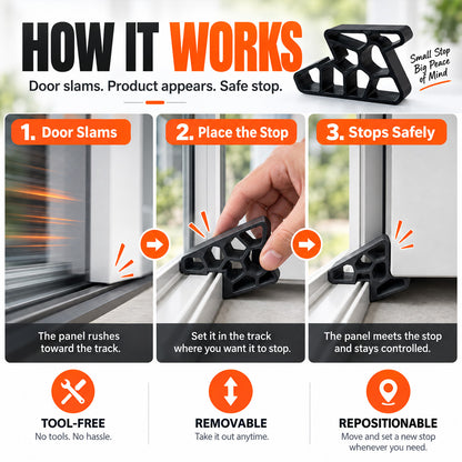 Cegliva®🎉🥳Secure Track Sliding Door & Window Stop – Shock-Absorbing Anti-Slam Rail Protector (🔥Buy 1 Get 1 Free)