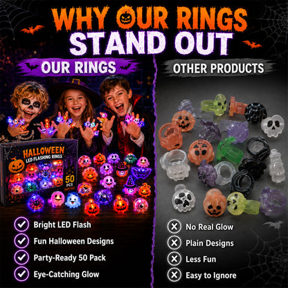 🔥🎃Spooky Season Hot Sale 50% OFF‼️✨LED Light Halloween Glowing Ring | Flashing Light‑Up Party Favor for Halloween Night👻