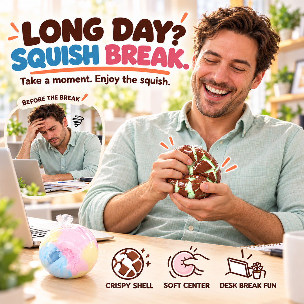 🔥👀BOGOF+50% Offer!!🥯Crunchy Squishy Stress Ball – Satisfying Crackable Shell & Soft Squeeze Centre🍫 | Pastel Macaron & Matcha Dark Chocolate | Fun Sensory Fidget Toy & Cute Gift🎁