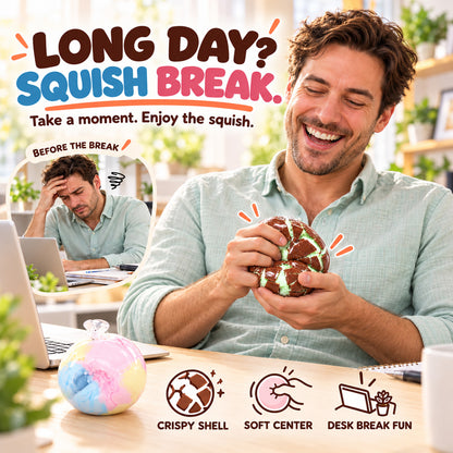 🔥👀BOGOF+50% Offer!!🥯Crunchy Squishy Stress Ball – Satisfying Crackable Shell & Soft Squeeze Centre🍫 | Pastel Macaron & Matcha Dark Chocolate | Fun Sensory Fidget Toy & Cute Gift🎁