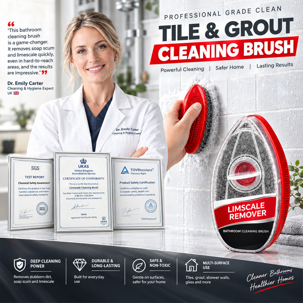 🛁 Buy 2 Get 1 Free 🏆🏆Bathroom Cleaning Brush – Built-In Cleaner Dispenser | Effortless Soap Scum & Limescale Removal for Shower Glass, Tiles & Sinks ✨